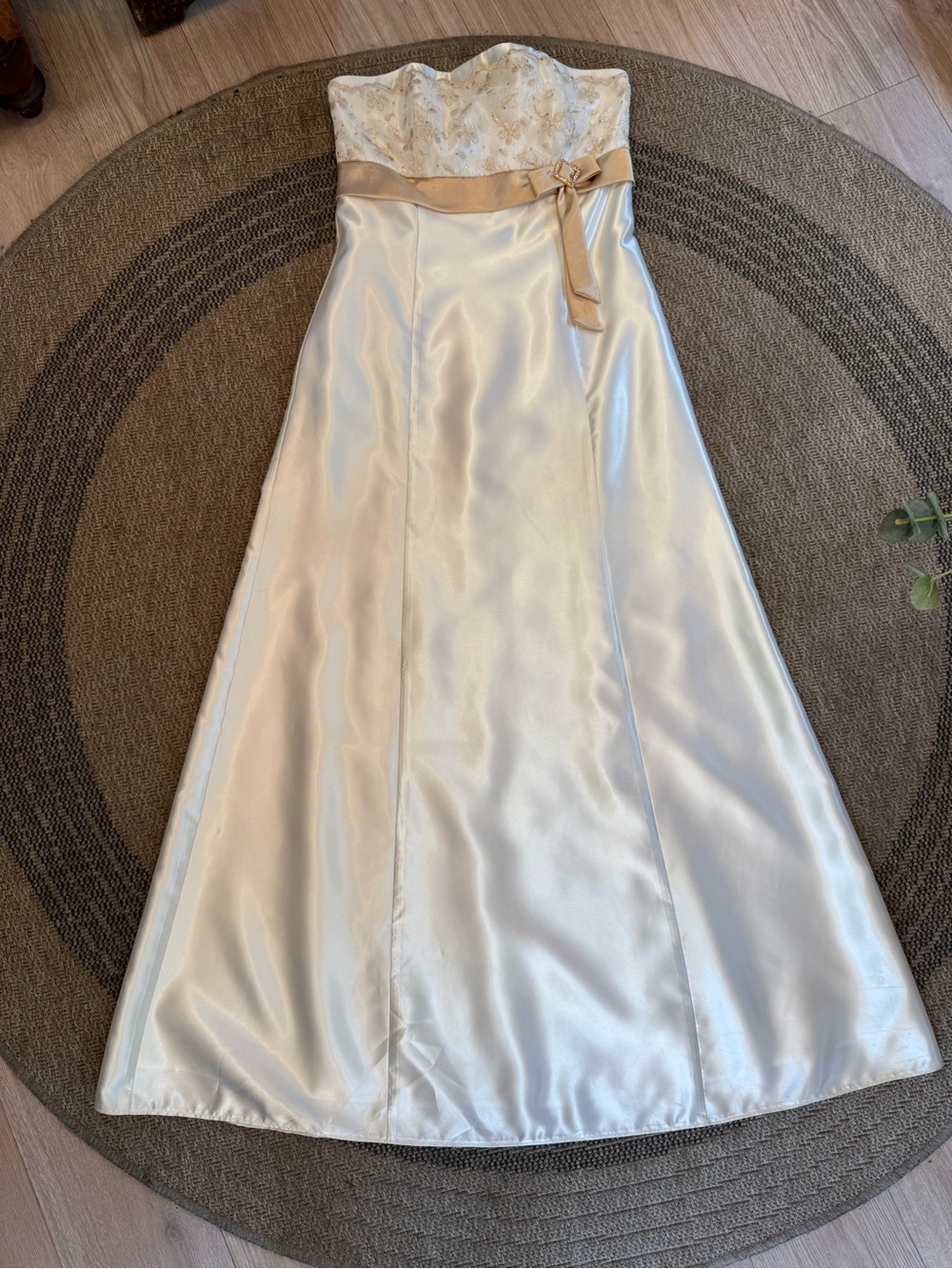 Vintage Gunne Sax Ivory Satin Gown XS 2 4 Jessica McClintock Grecian Goddess